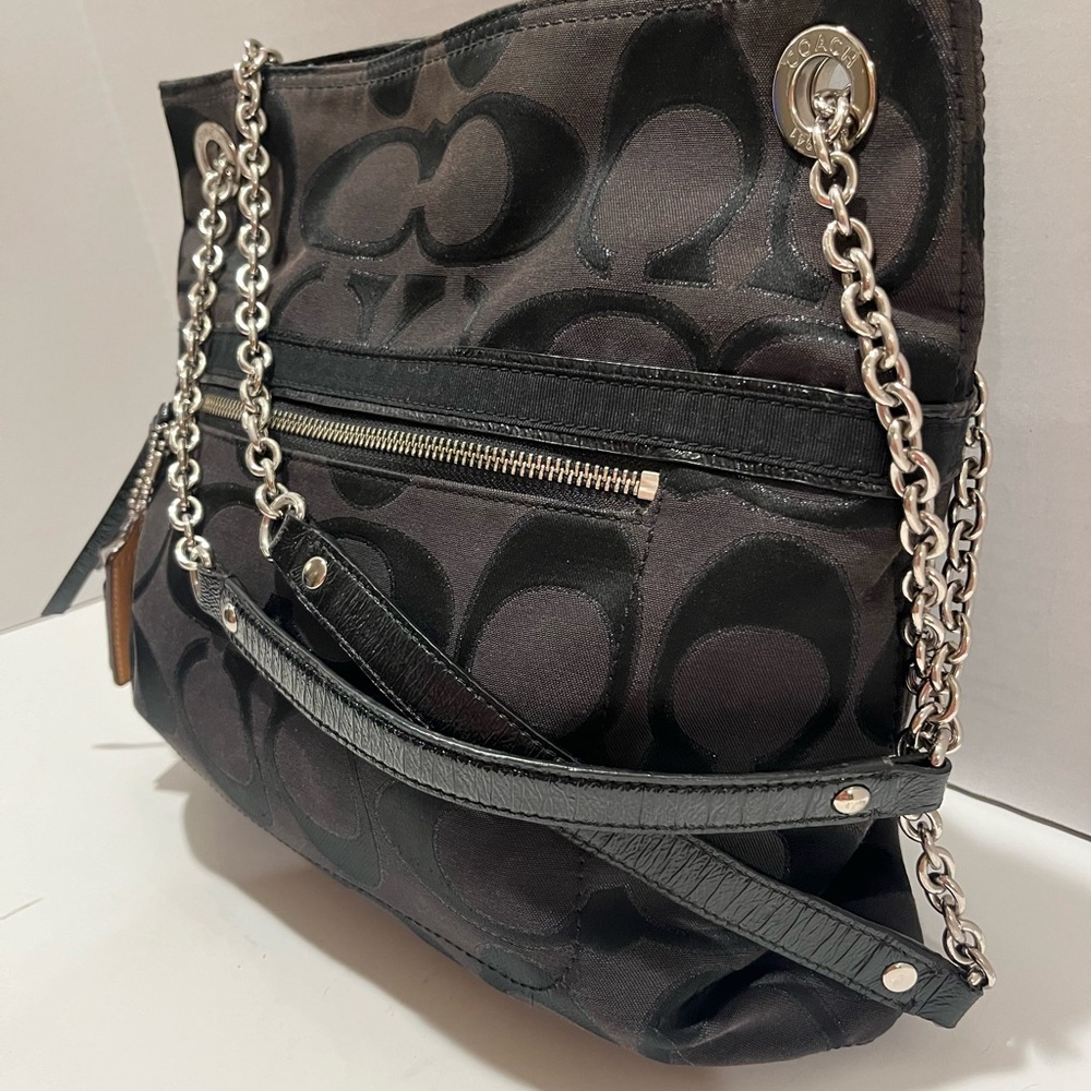 Coach Poppy Signature Logo Canvas Shoulder Bag - Picture 3 of 16